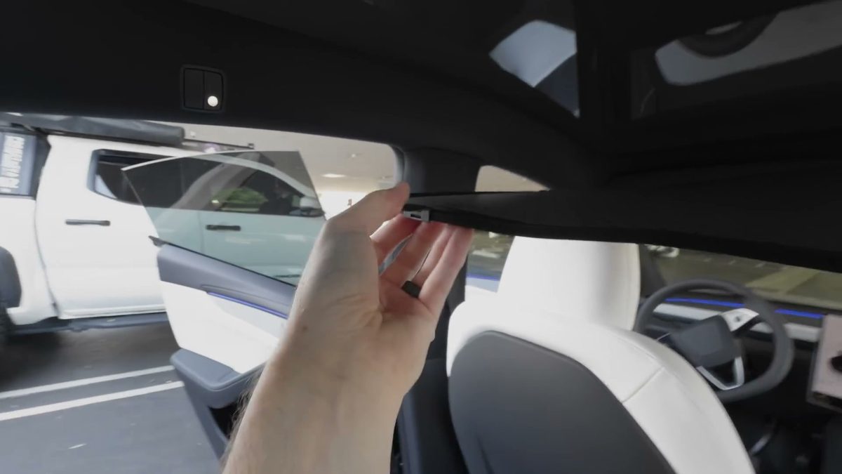 Glass Roof Sunshade in Ryan Shaw's Tesla